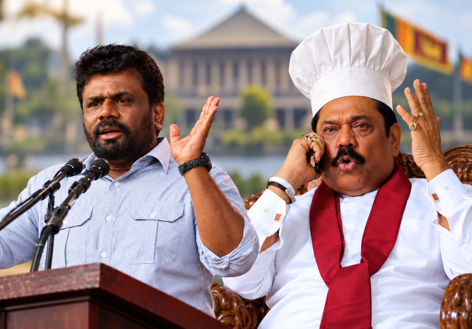 President Anura Kumara Dissanayake speaking at the Gampaha rally where he referred to a former President requesting 16 cooks