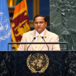Foreign Minister Vijitha Herath delivering Sri Lanka's UN address in New York