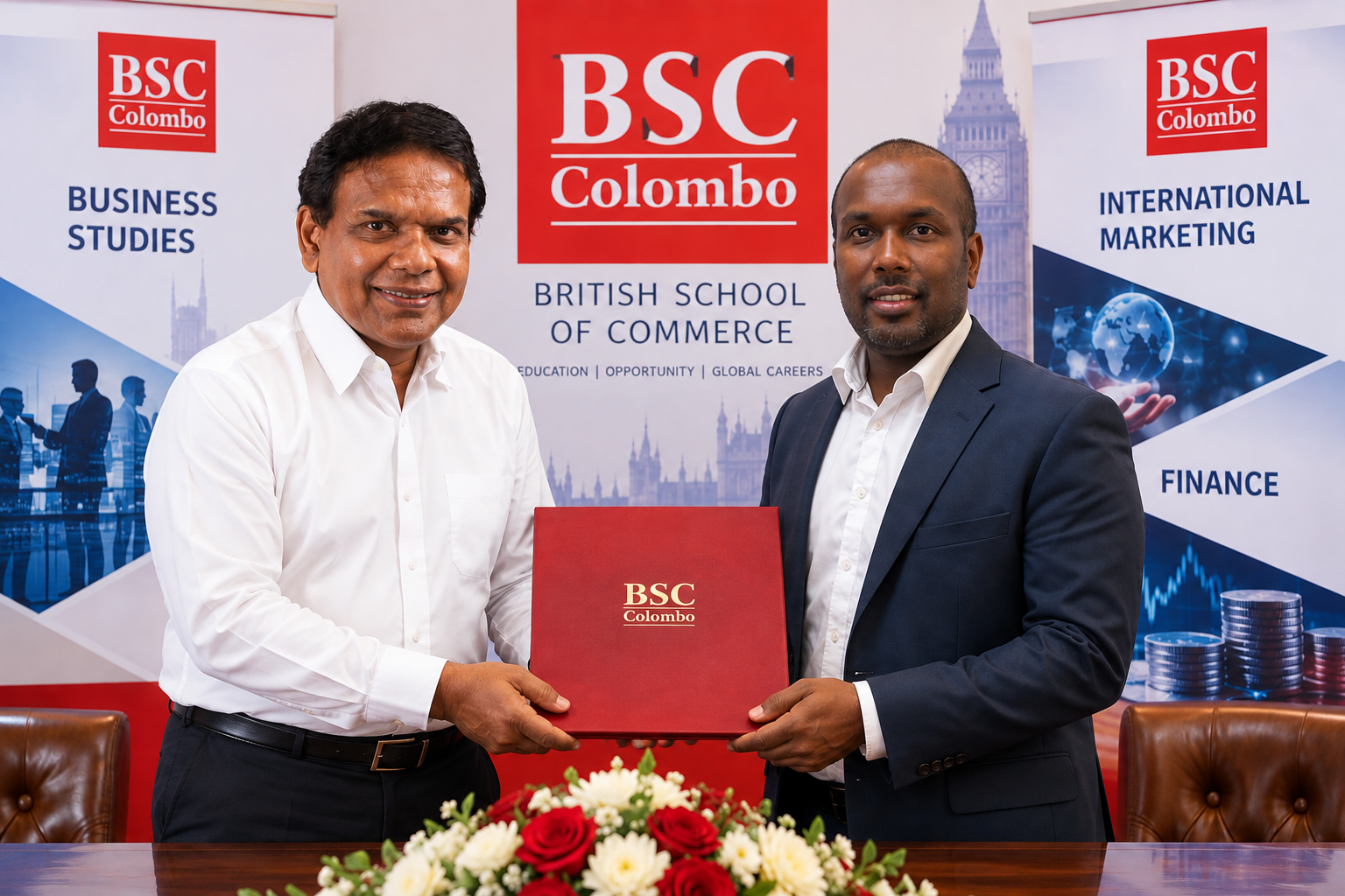British School of Commerce representatives marking the launch of new higher education pathways
