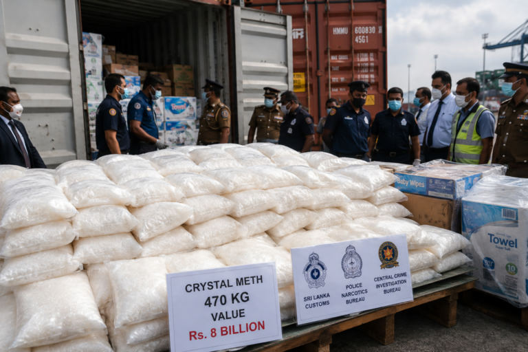 Colombo Port drug seizure involving crystal meth concealed inside imported cargo containers