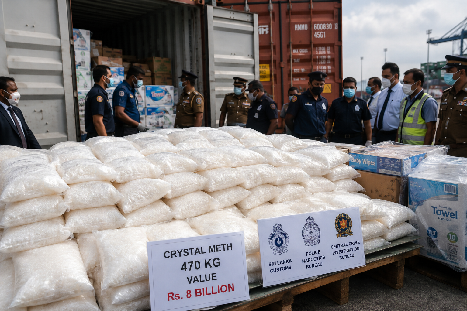 Colombo Port drug seizure involving crystal meth concealed inside imported cargo containers