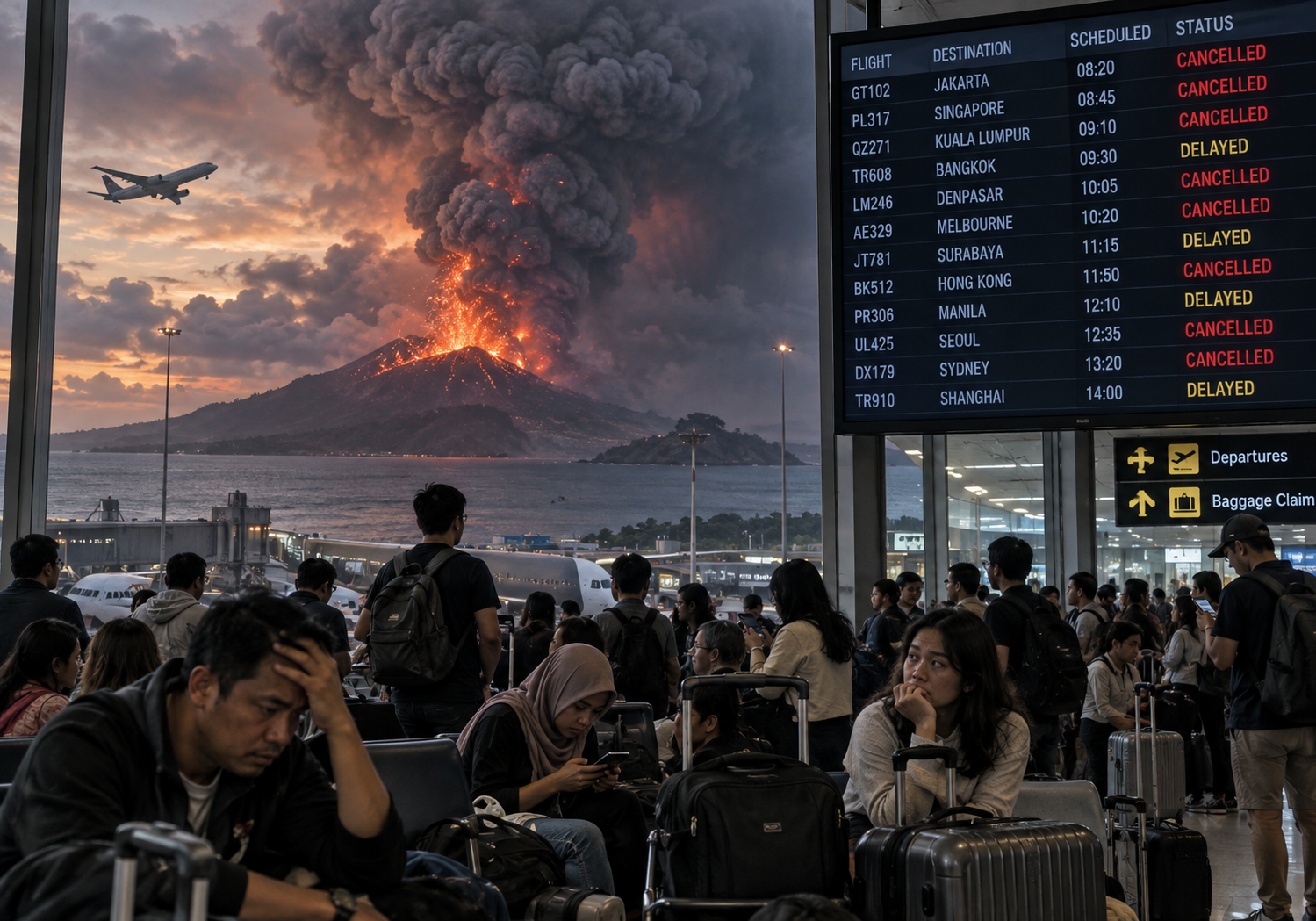 Anak Krakatau eruption sends volcanic ash into Indonesian airspace as airports remain closed and thousands of passengers face disruption