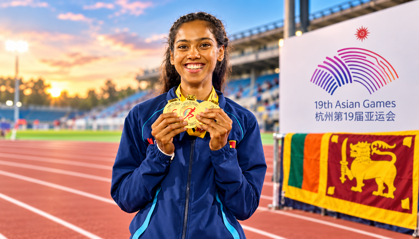 Athletics track representing Fathima Shafiya Yamick's omission from Sri Lanka's Asian Games squad