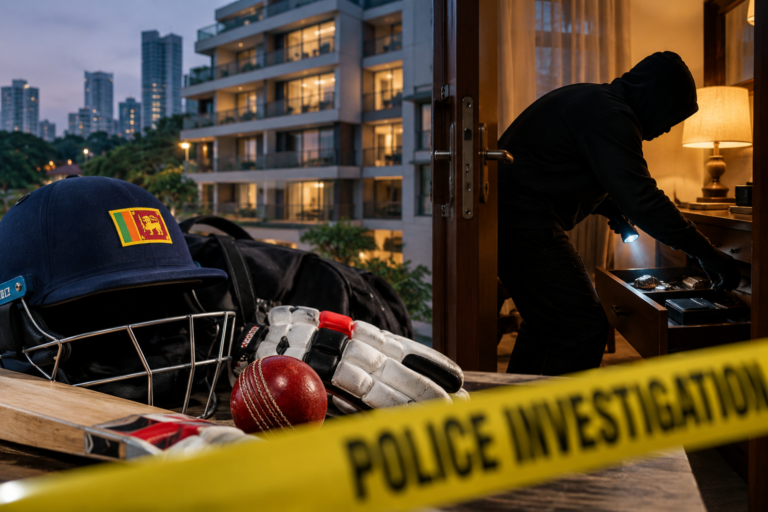 Cricket Gear at a Burglary Scene