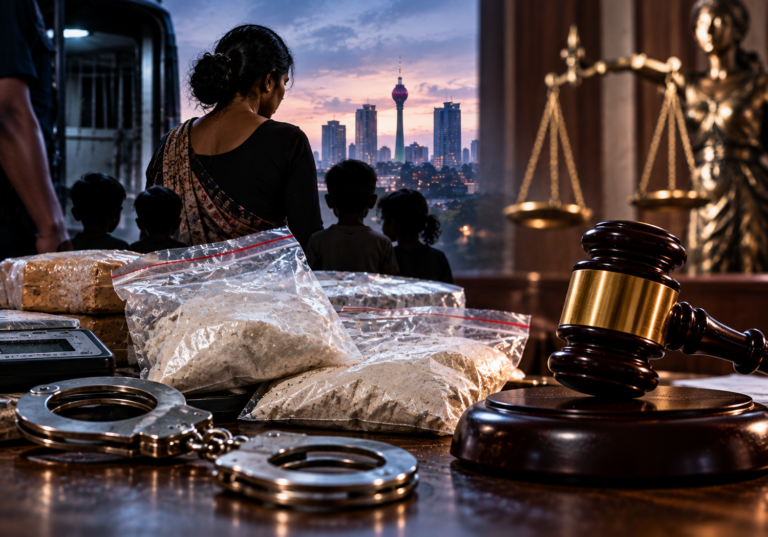 Colombo High Court imagery representing a heroin trafficking conviction and life sentence.