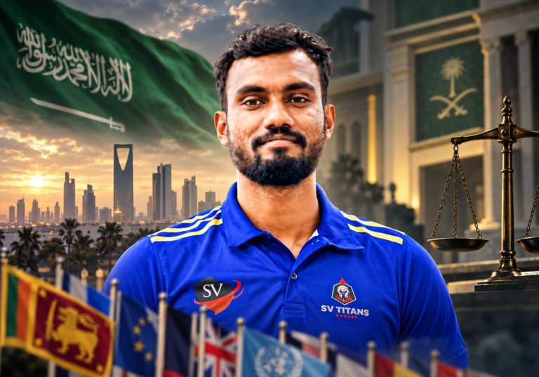 Saudi Arabian court imagery representing the death sentence case involving Sri Lankan worker Sivarasa Anojan.