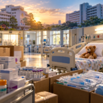Hospital supplies and paediatric care representing shortages at Lady Ridgeway and Apeksha hospitals in Sri Lanka.