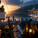 Electricity transmission infrastructure representing Sri Lanka's islandwide blackout and emergency power restoration.