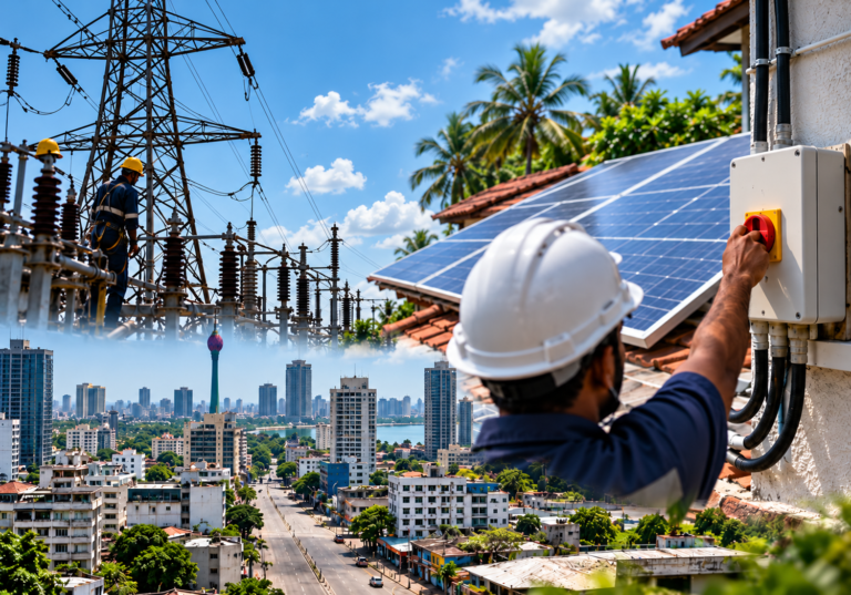 Electricity transmission infrastructure representing the Sri Lanka islandwide blackout on October 17, 2026.