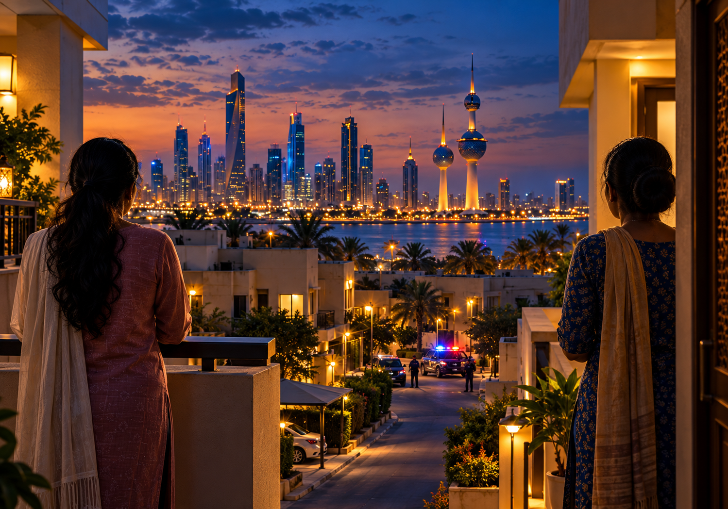 Kuwait City skyline accompanying a report on investigations into the deaths of two Sri Lankan women.